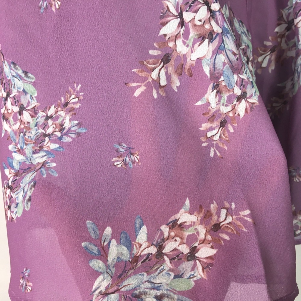 NorthStyle Floral Pintuck Button Front Chiffon Tunic 2X Purple - Picture 4 of 7
